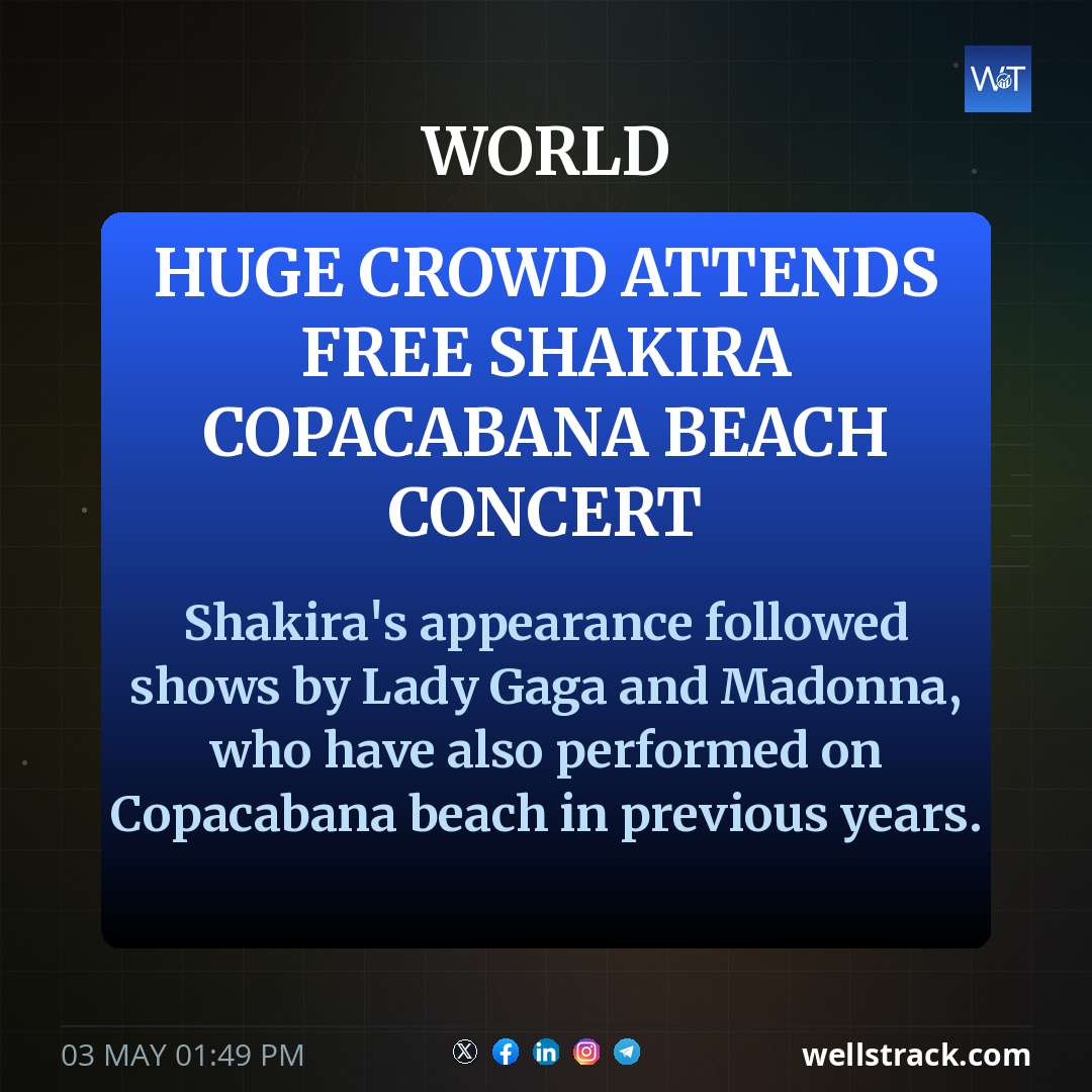 Huge crowd attends free Shakira Copacabana beach concert