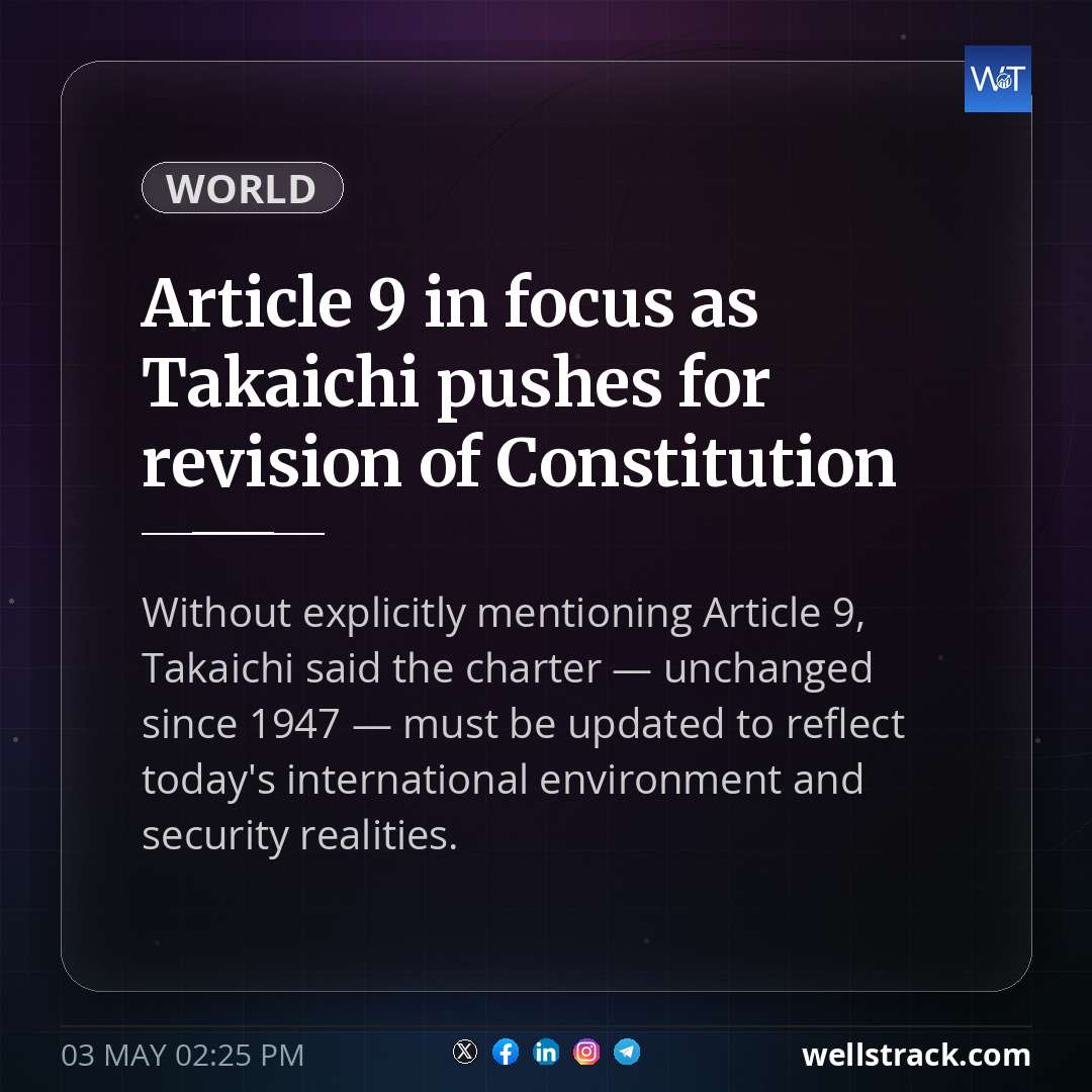 Article 9 in focus as Takaichi pushes for revision of Constitution