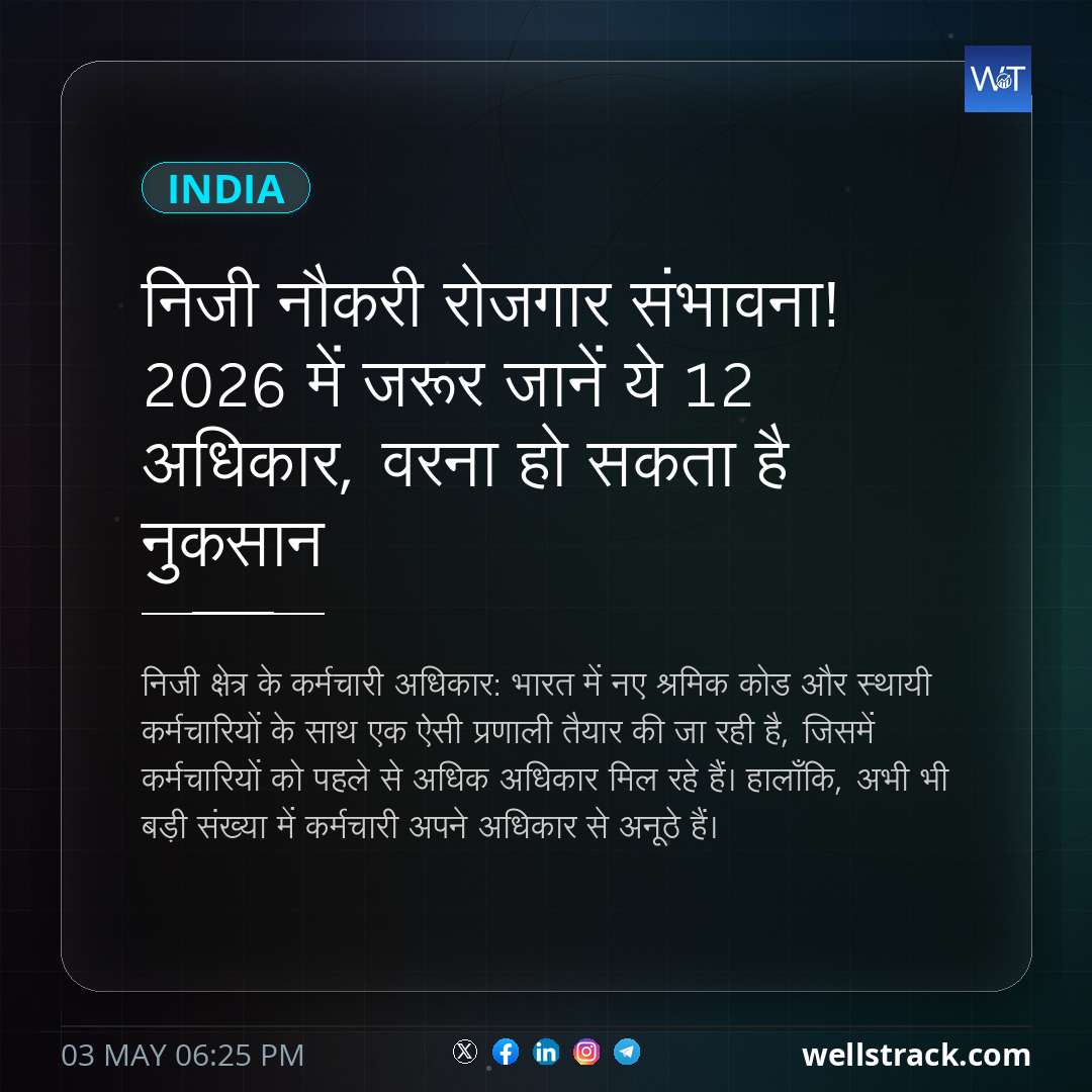 निजी नौकरी रोजगार संभावना! 2026 में जरूर जानें ये 12 अधिकार, वरना हो सकता है नुकसान