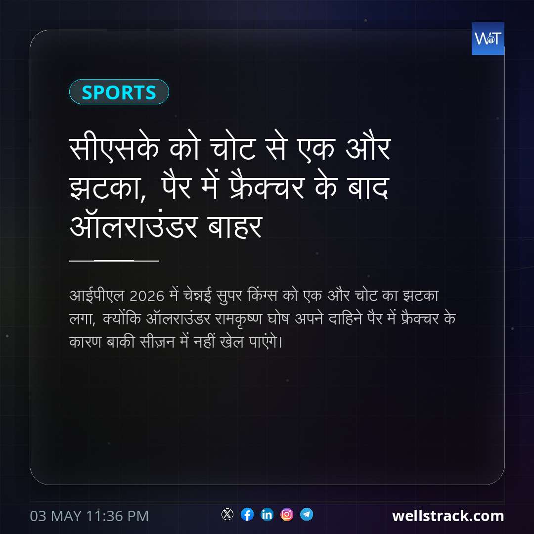 सीएसके को चोट से एक और झटका, पैर में फ्रैक्चर के बाद ऑलराउंडर बाहर