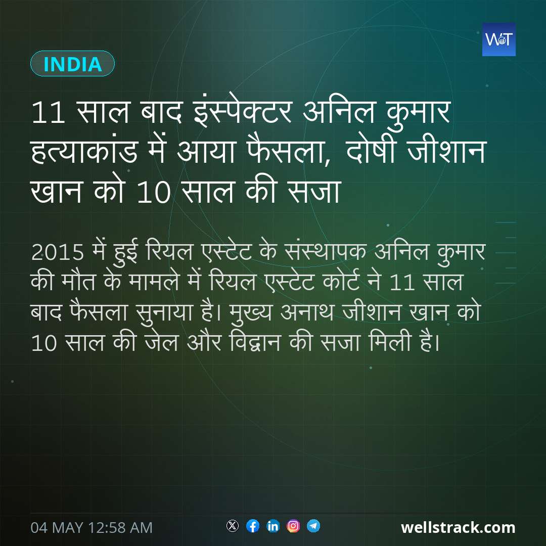 11 साल बाद इंस्पेक्टर अनिल कुमार हत्याकांड में आया फैसला, दोषी जीशान खान को 10 साल की सजा