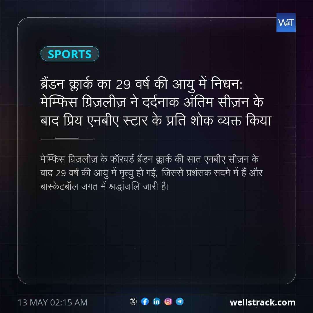 ब्रैंडन क्लार्क का 29 वर्ष की आयु में निधन: मेम्फिस ग्रिज़लीज़ ने दर्दनाक अंतिम सीज़न के बाद प्रिय एनबीए स्टार के प्रति शोक व्यक्त किया — WellsTrack