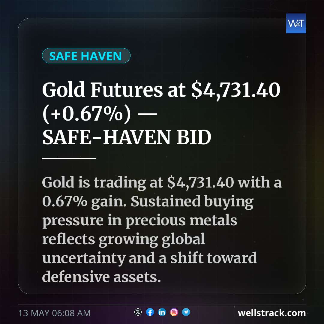Gold Futures at $4,731.40 (+0.67%) — SAFE-HAVEN BID — WellsTrack