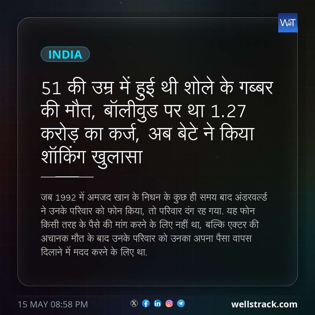 51 की उम्र में हुई थी शोले के गब्बर की मौत, बॉलीवुड पर था 1.27 करोड़ का कर्ज, अब बेटे ने किया शॉकिंग खुलासा — WellsTrack