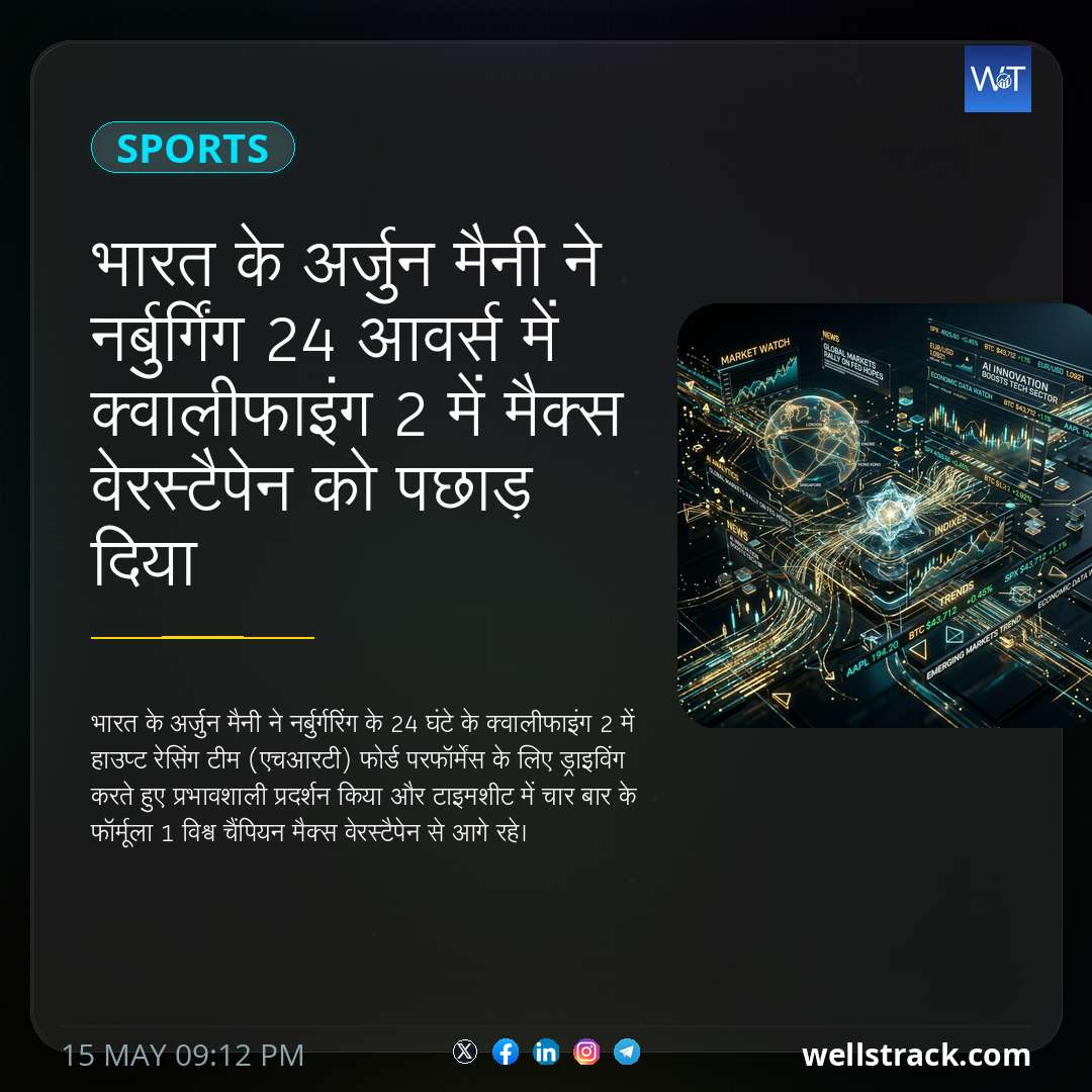 भारत के अर्जुन मैनी ने नर्बुर्गिंग 24 आवर्स में क्वालीफाइंग 2 में मैक्स वेरस्टैपेन को पछाड़ दिया — WellsTrack