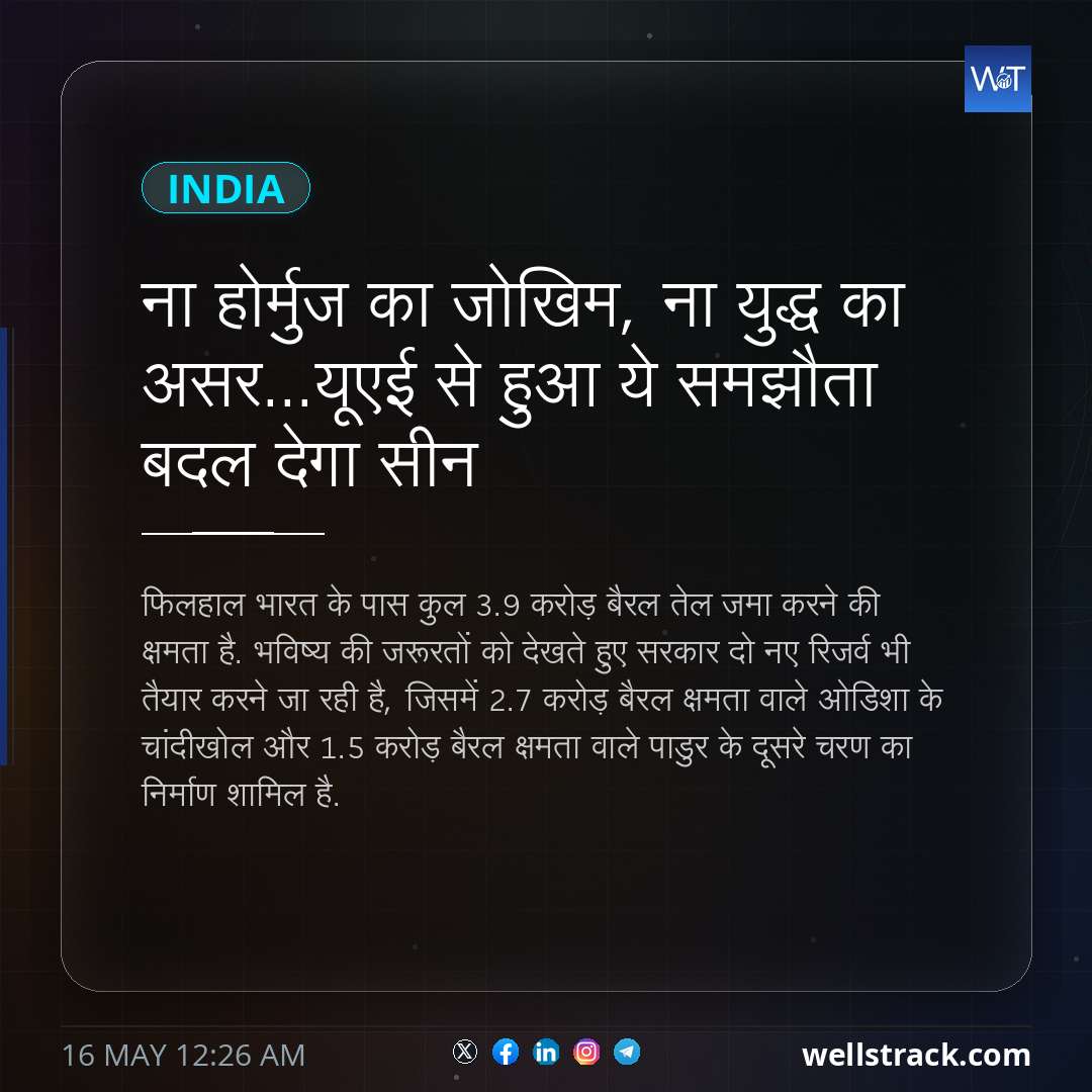 ना होर्मुज का जोखिम, ना युद्ध का असर...यूएई से हुआ ये समझौता बदल देगा सीन — WellsTrack