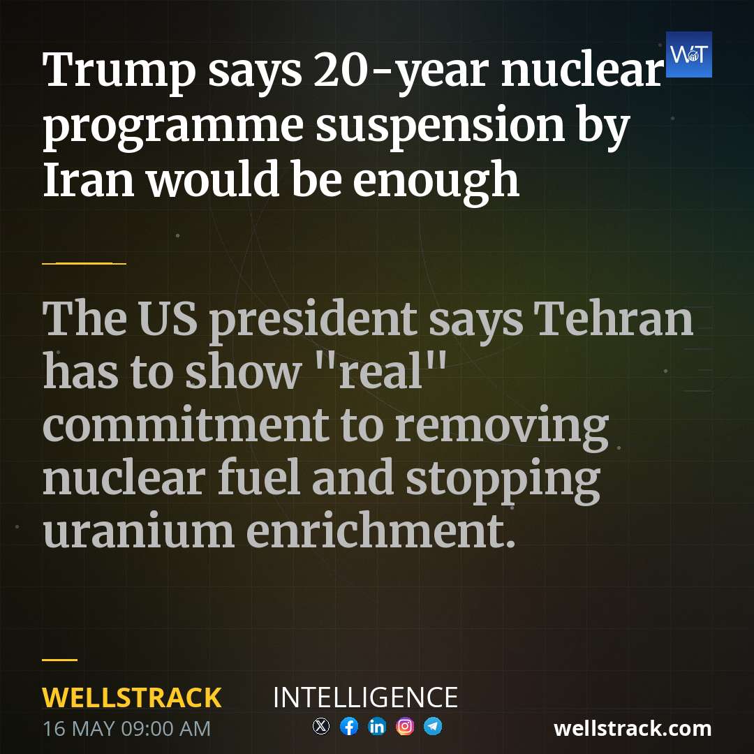 Trump says 20-year nuclear programme suspension by Iran would be enough — WellsTrack