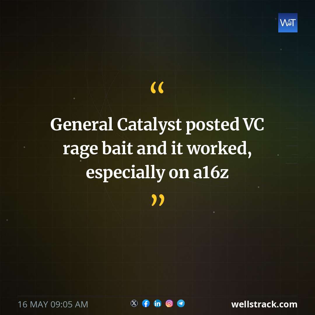 General Catalyst posted VC rage bait and it worked, especially on a16z — WellsTrack