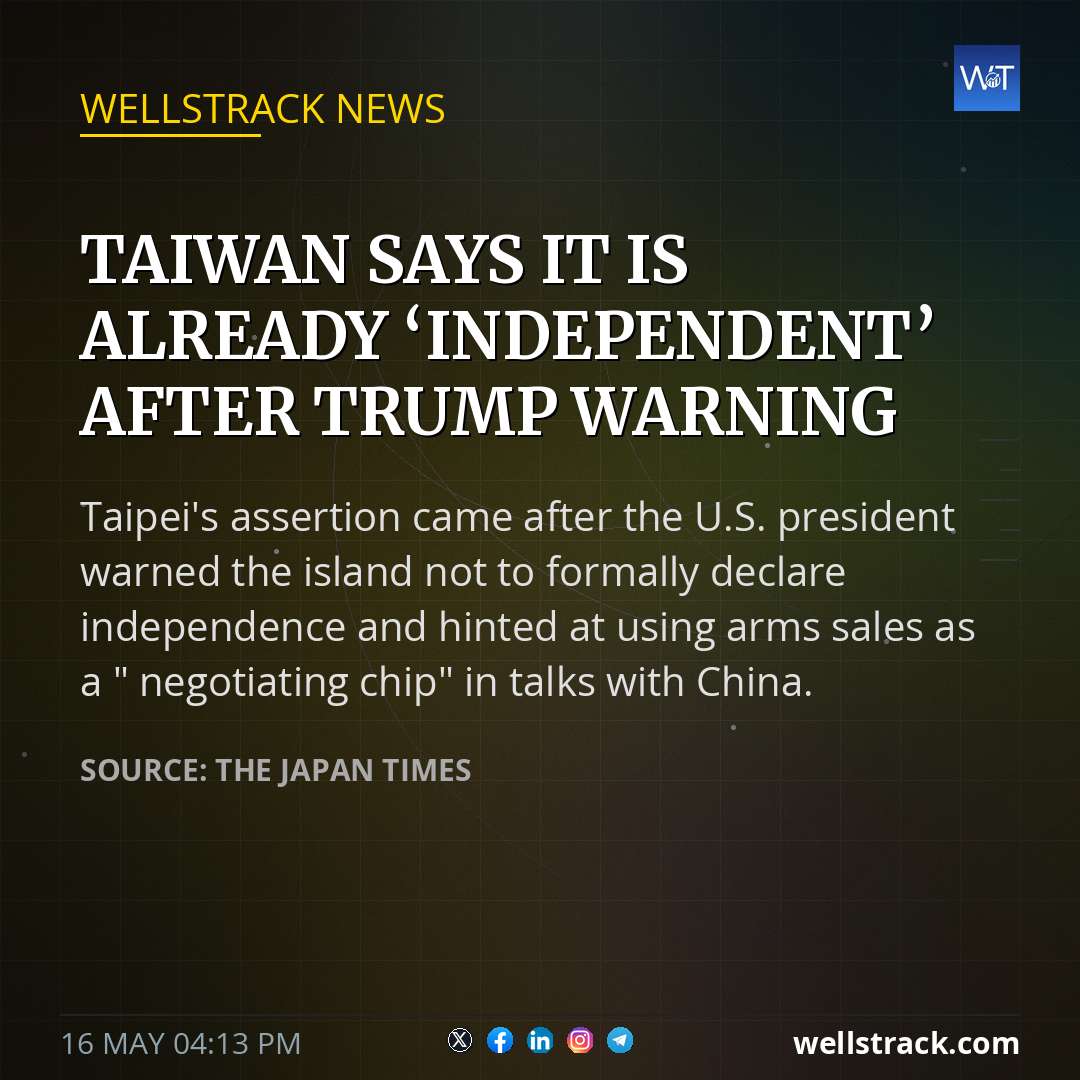 Taiwan says it is already ‘independent’ after Trump warning — WellsTrack
