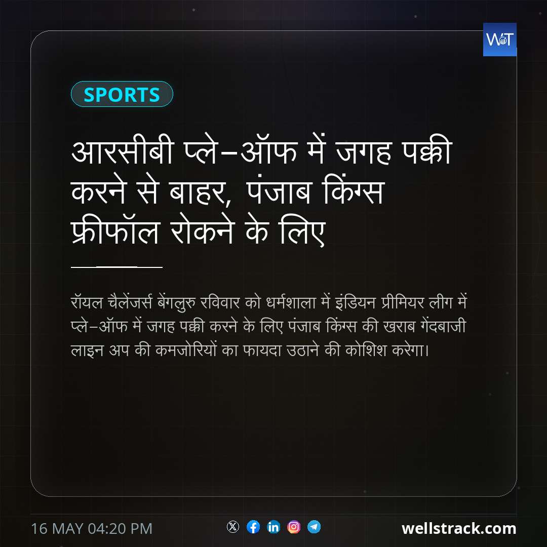 आरसीबी प्ले-ऑफ में जगह पक्की करने से बाहर, पंजाब किंग्स फ्रीफॉल रोकने के लिए — WellsTrack