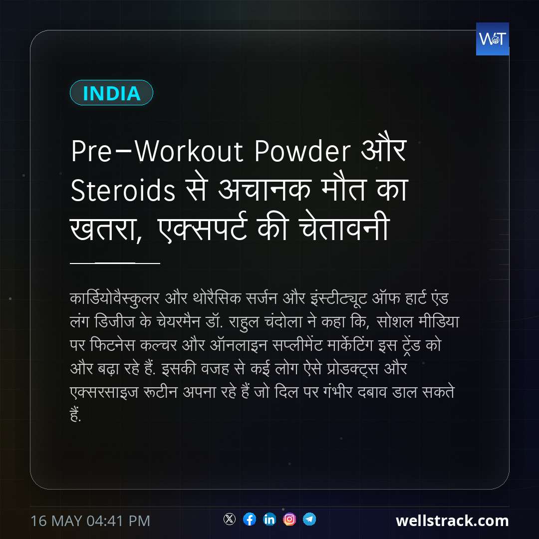 Pre-Workout Powder और Steroids से अचानक मौत का खतरा, एक्सपर्ट की चेतावनी — WellsTrack