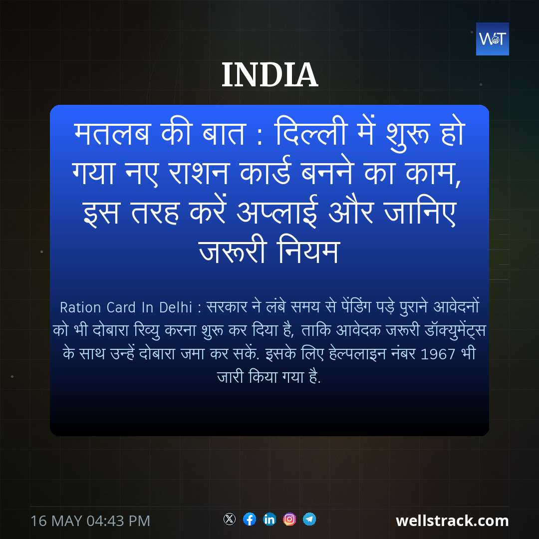 मतलब की बात : द‍िल्‍ली में शुरू हो गया नए राशन कार्ड बनने का काम, इस तरह करें अप्‍लाई और जान‍िए जरूरी न‍ियम — WellsTrack