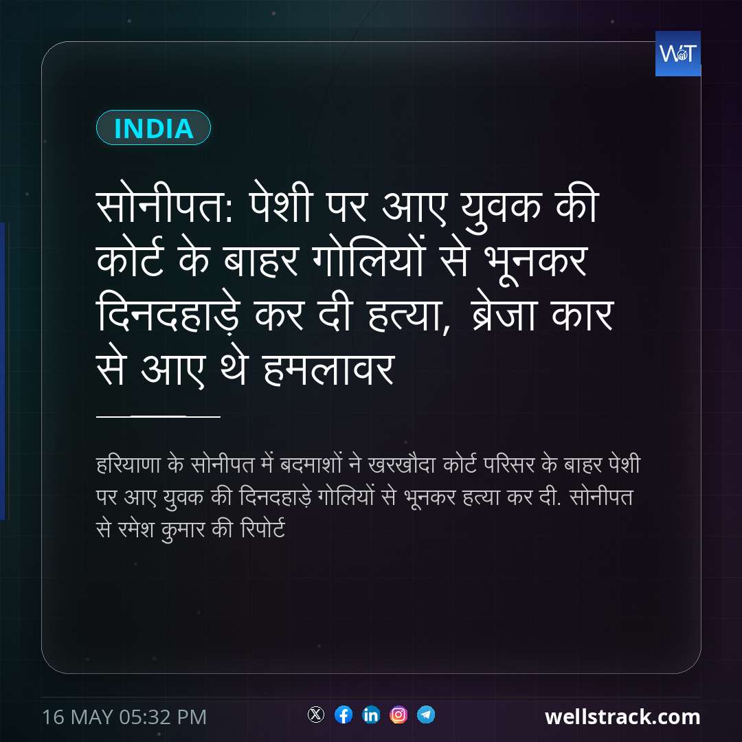 सोनीपत: पेशी पर आए युवक की कोर्ट के बाहर गोलियों से भूनकर दिनदहाड़े कर दी हत्या, ब्रेजा कार से आए थे हमलावर — WellsTrack