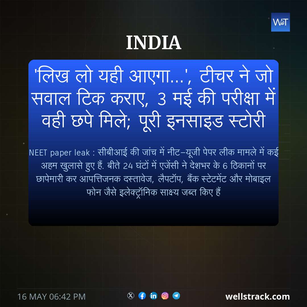 'लिख लो यही आएगा...', टीचर ने जो सवाल टिक कराए, 3 मई की परीक्षा में वही छपे मिले; पूरी इनसाइड स्टोरी — WellsTrack