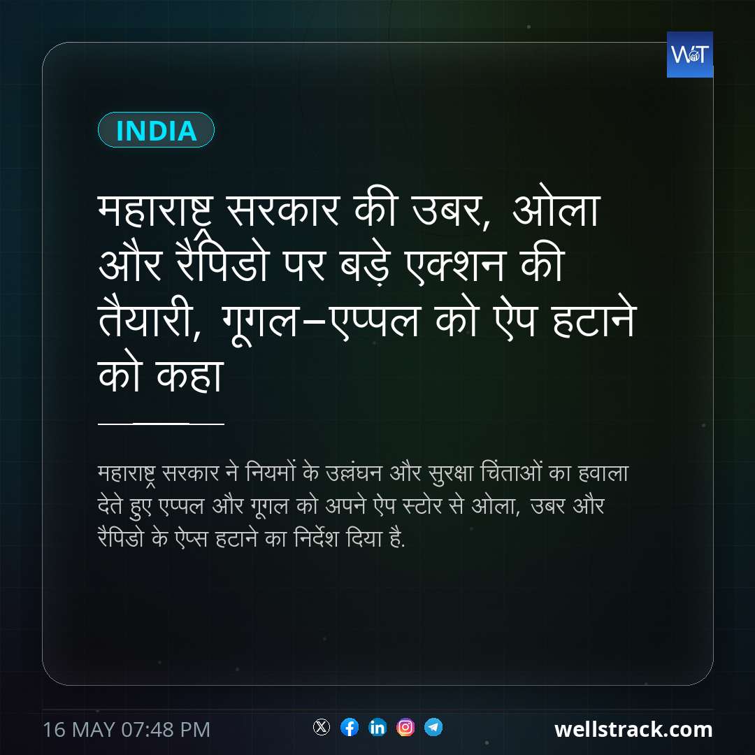 महाराष्ट्र सरकार की उबर, ओला और रैपिडो पर बड़े एक्शन की तैयारी, गूगल-एप्पल को ऐप हटाने को कहा — WellsTrack