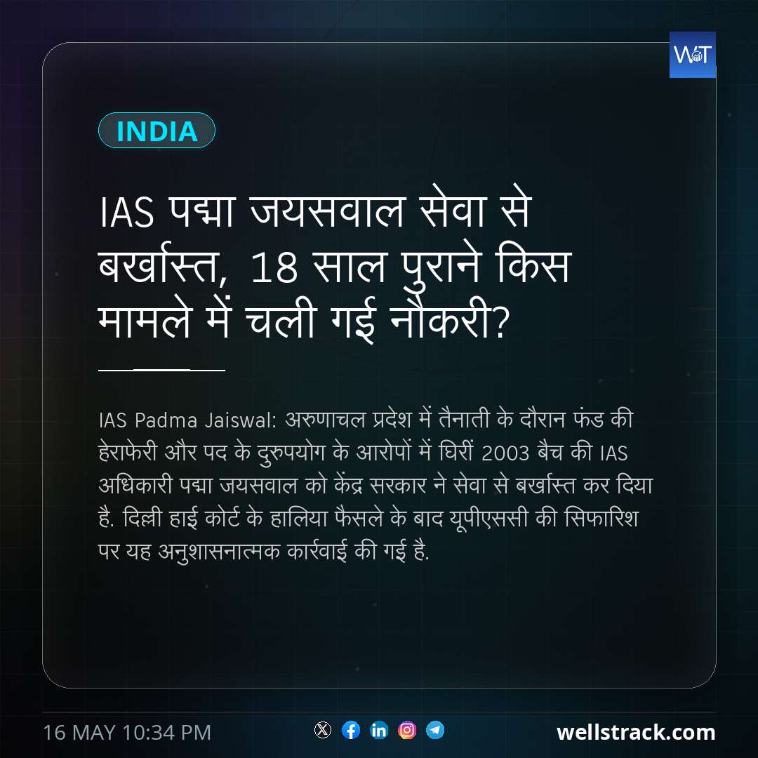 IAS पद्मा जयसवाल सेवा से बर्खास्त, 18 साल पुराने क‍िस मामले में चली गई नौकरी? — WellsTrack