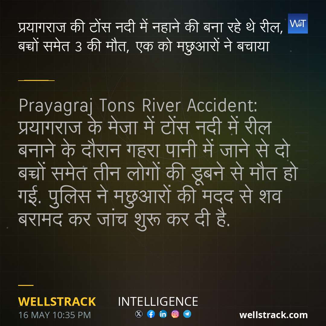 प्रयागराज की टोंस नदी में नहाने की बना रहे थे रील, 2 बच्चों समेत 3 की मौत, एक को मछुआरों ने बचाया — WellsTrack