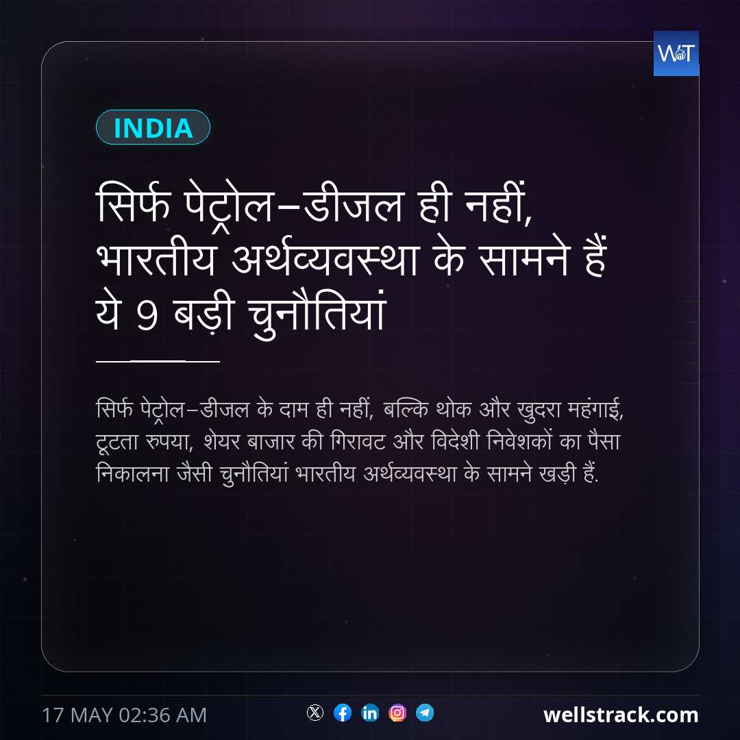 सिर्फ पेट्रोल-डीजल ही नहीं, भारतीय अर्थव्यवस्था के सामने हैं ये 9 बड़ी चुनौतियां — WellsTrack