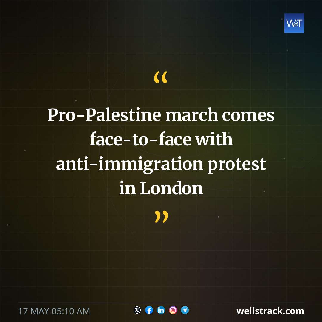 Pro-Palestine march comes face-to-face with anti-immigration protest in London — WellsTrack