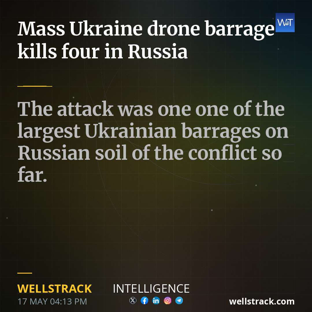 Mass Ukraine drone barrage kills four in Russia — WellsTrack