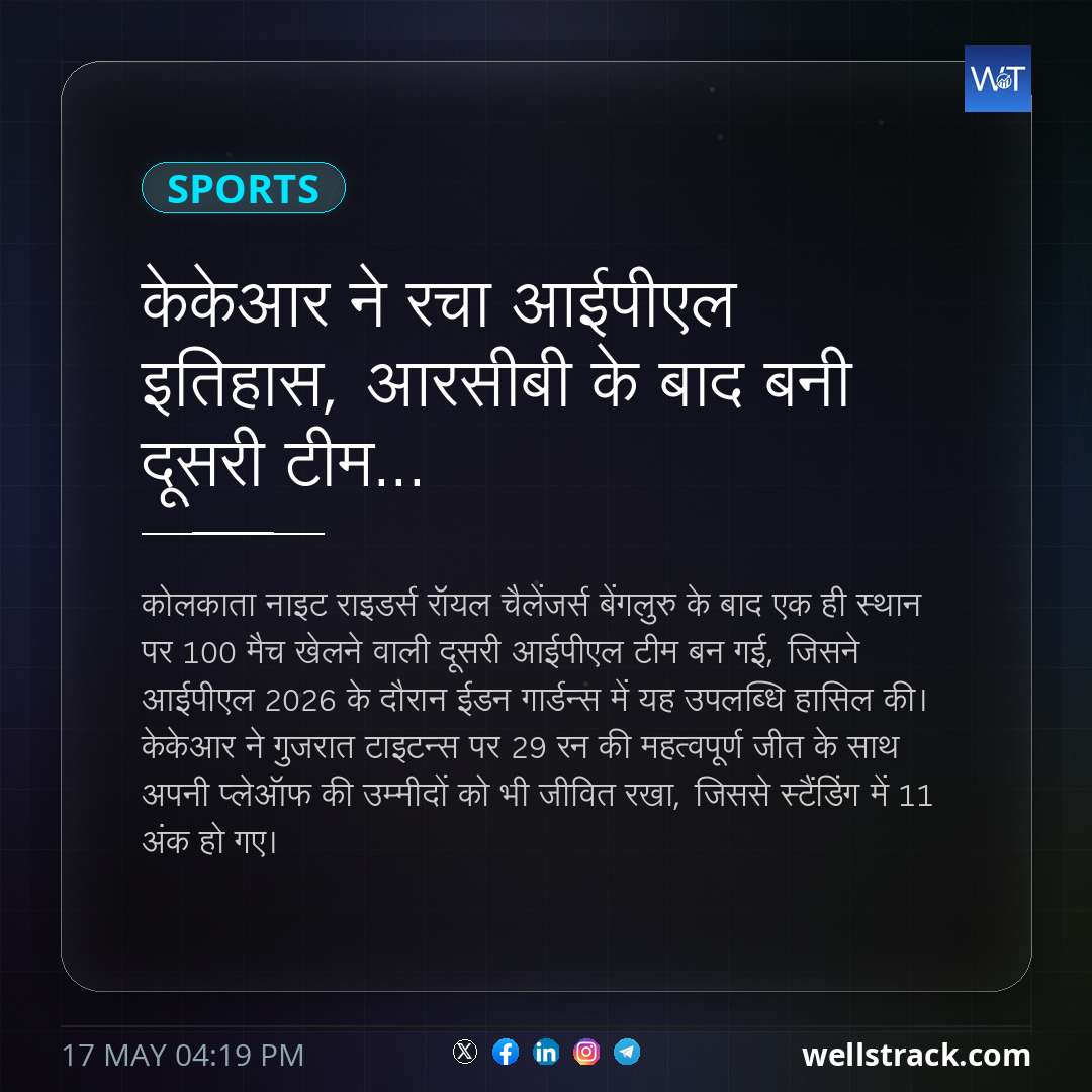 केकेआर ने रचा आईपीएल इतिहास, आरसीबी के बाद बनी दूसरी टीम... — WellsTrack