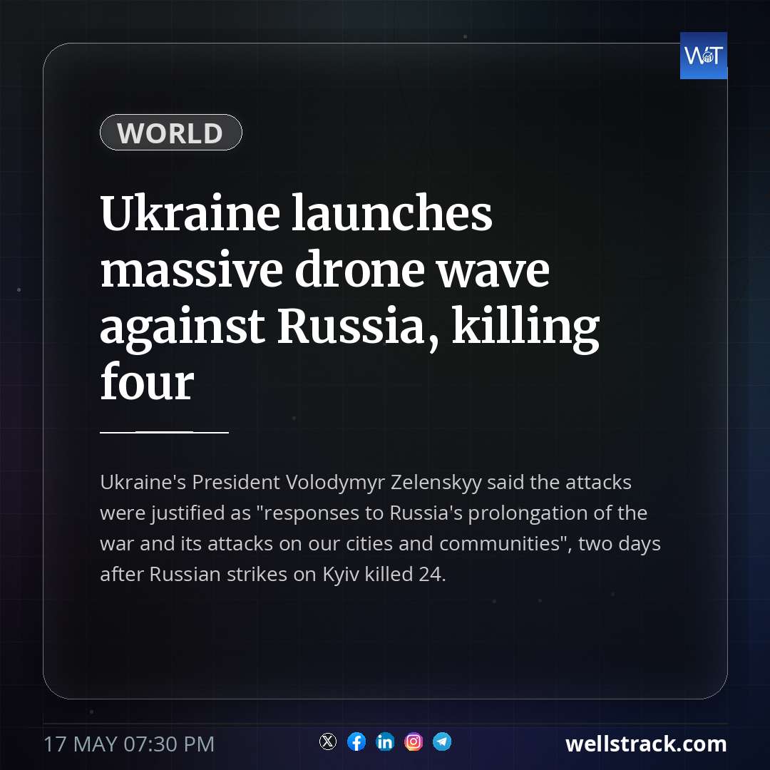 Ukraine launches massive drone wave against Russia, killing four — WellsTrack