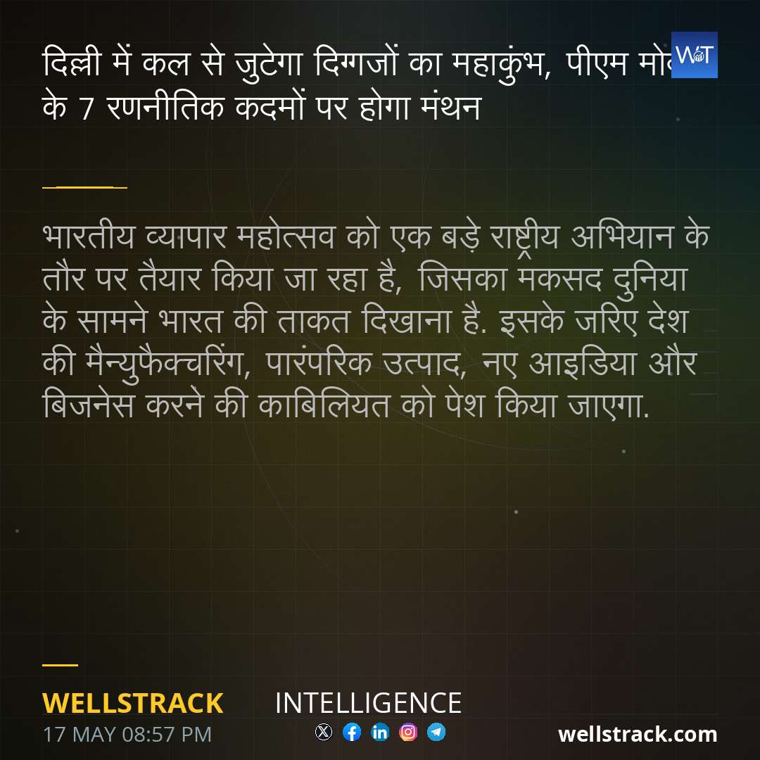 दिल्ली में कल से जुटेगा दिग्गजों का महाकुंभ, पीएम मोदी के 7 रणनीतिक कदमों पर होगा मंथन — WellsTrack