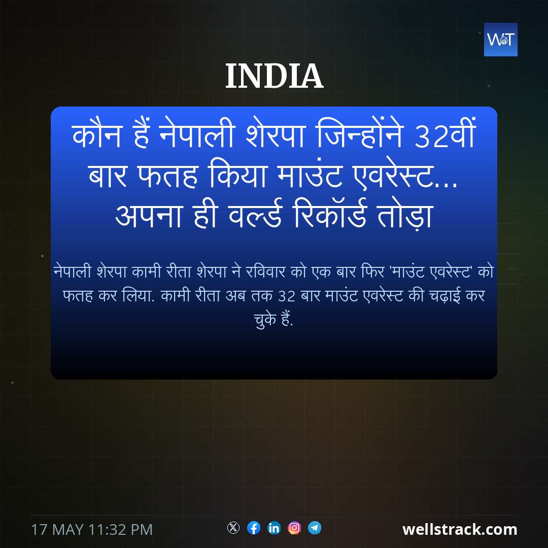 कौन हैं नेपाली शेरपा जिन्होंने 32वीं बार फतह किया माउंट एवरेस्ट... अपना ही वर्ल्ड रिकॉर्ड तोड़ा — WellsTrack
