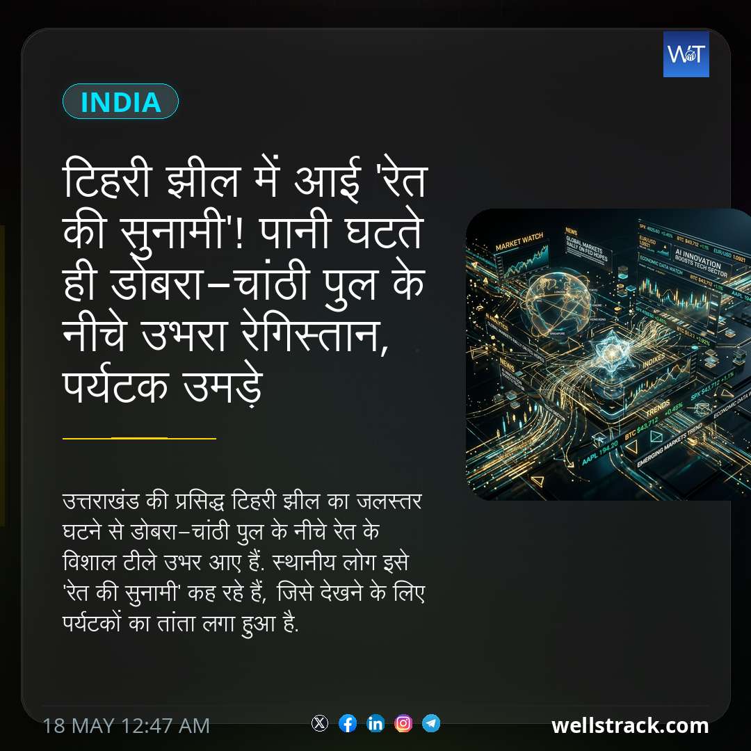 टिहरी झील में आई 'रेत की सुनामी'! पानी घटते ही डोबरा-चांठी पुल के नीचे उभरा रेगिस्तान, पर्यटक उमड़े — WellsTrack