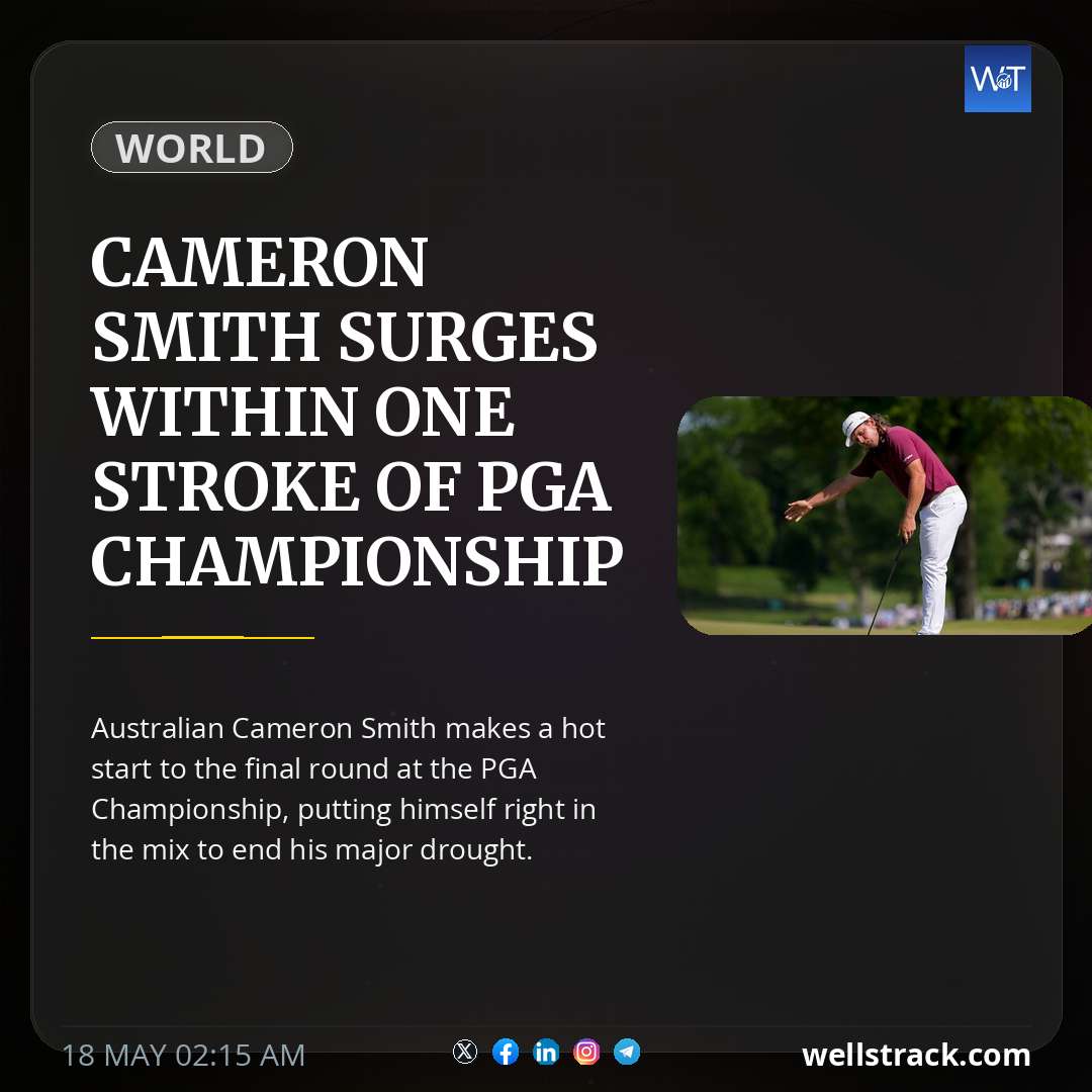 Cameron Smith surges within one stroke of PGA Championship lead — WellsTrack