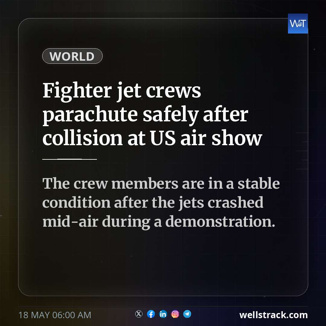 Fighter jet crews parachute safely after collision at US air show — WellsTrack