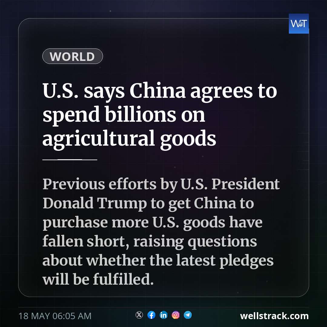 U.S. says China agrees to spend billions on agricultural goods — WellsTrack