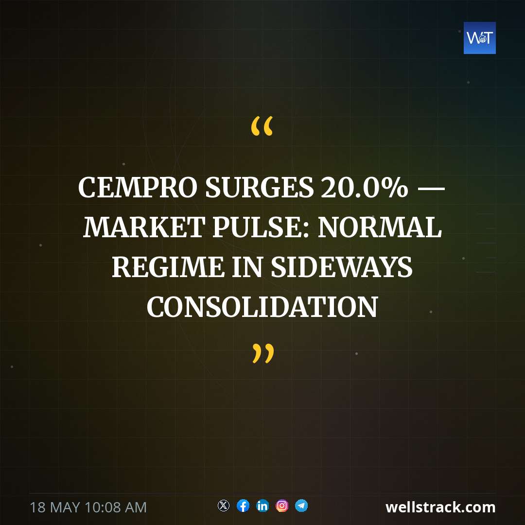 CEMPRO SURGES 20.0% — MARKET PULSE: NORMAL REGIME IN SIDEWAYS CONSOLIDATION — WellsTrack