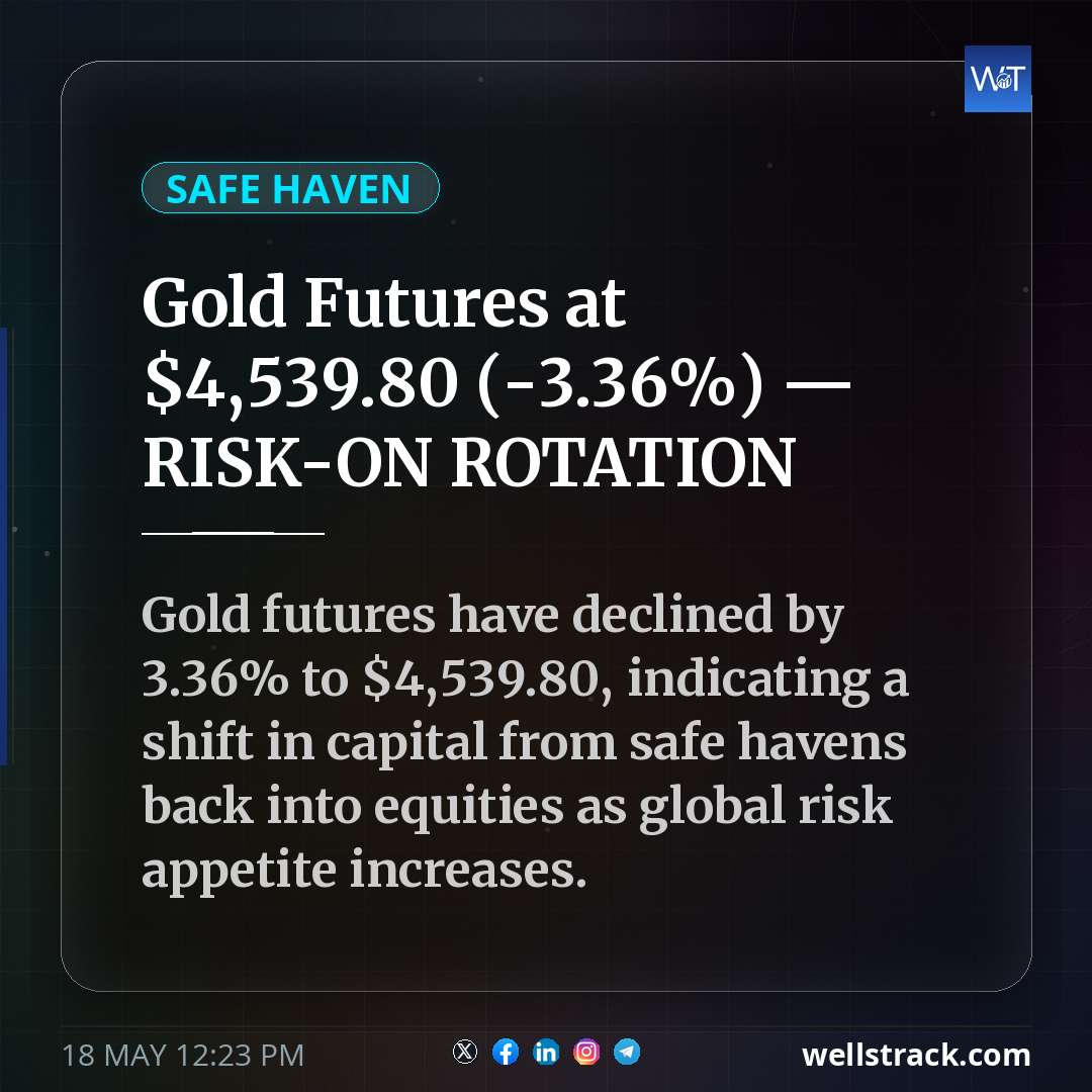Gold Futures at $4,539.80 (-3.36%) — RISK-ON ROTATION — WellsTrack