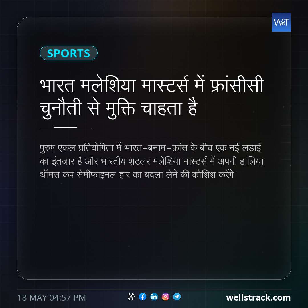 भारत मलेशिया मास्टर्स में फ्रांसीसी चुनौती से मुक्ति चाहता है — WellsTrack