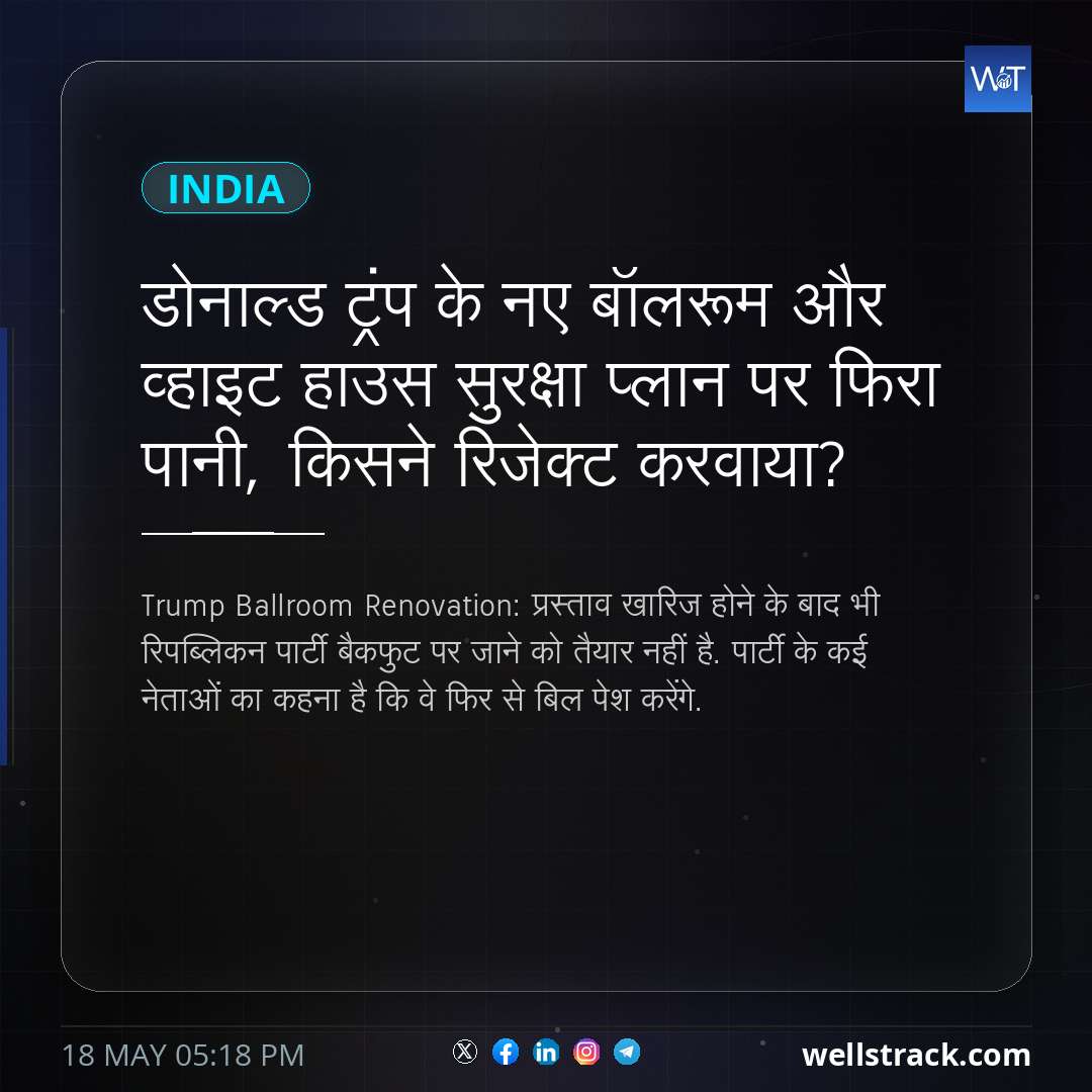 डोनाल्ड ट्रंप के नए बॉलरूम और व्हाइट हाउस सुरक्षा प्लान पर फिरा पानी, किसने रिजेक्ट करवाया? — WellsTrack