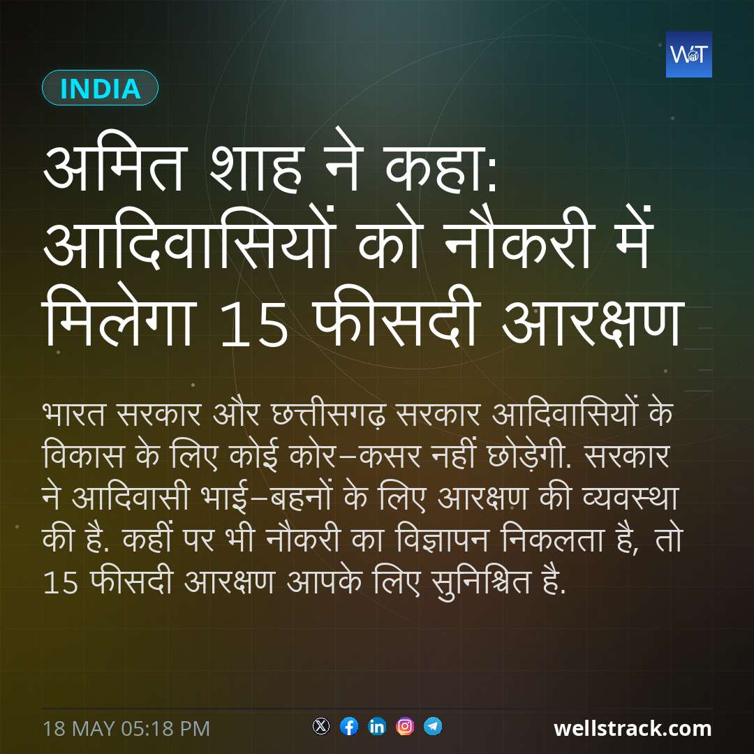 अमित शाह ने कहा: आदिवासियों को नौकरी में मिलेगा 15 फीसदी आरक्षण — WellsTrack