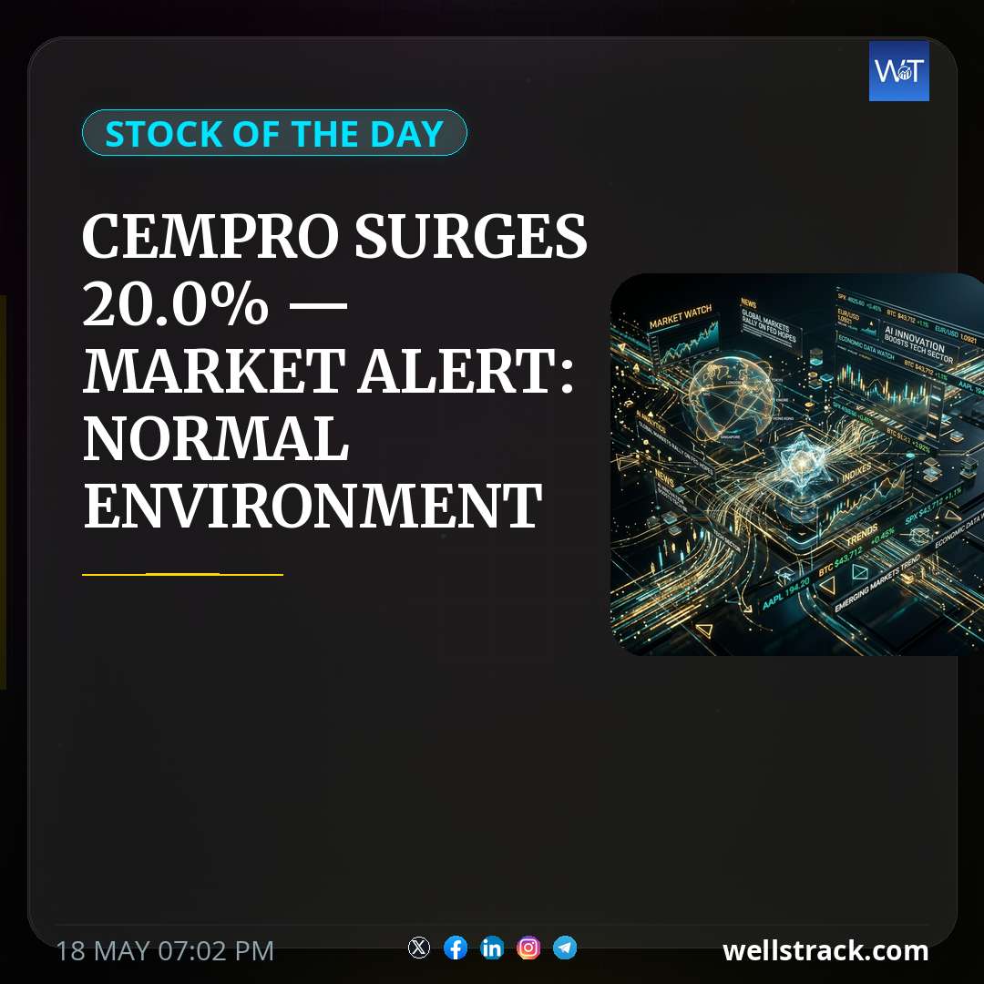CEMPRO SURGES 20.0% — MARKET ALERT: NORMAL ENVIRONMENT TRIGGERS RISK-OFF — WellsTrack