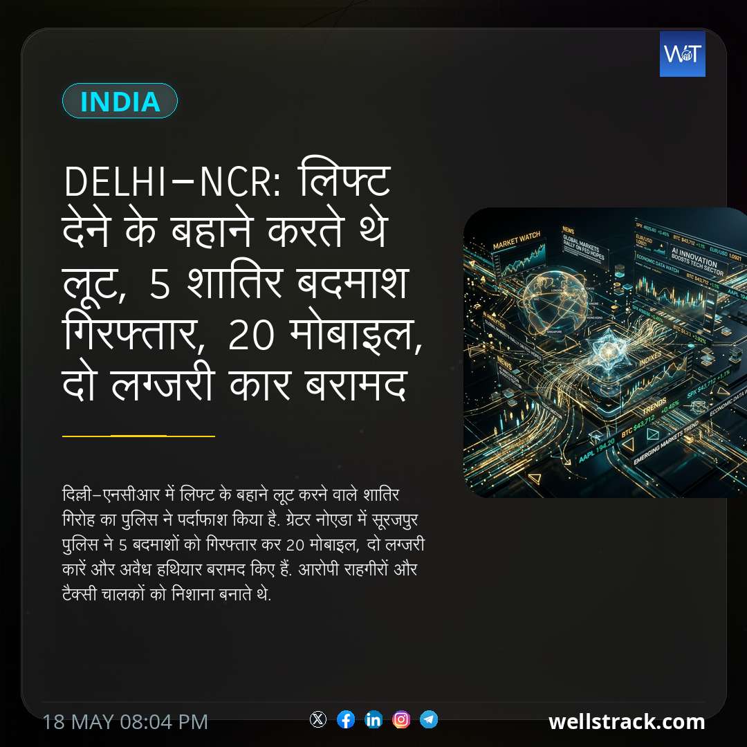 Delhi-NCR: लिफ्ट देने के बहाने करते थे लूट,  5 शातिर बदमाश गिरफ्तार, 20 मोबाइल, दो लग्जरी कार बरामद — WellsTrack