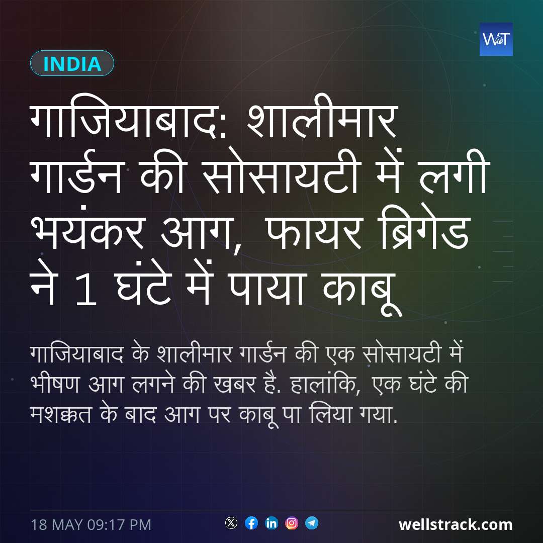 गाजियाबाद: शालीमार गार्डन की सोसायटी में लगी भयंकर आग, फायर ब्रिगेड ने 1 घंटे में पाया काबू — WellsTrack