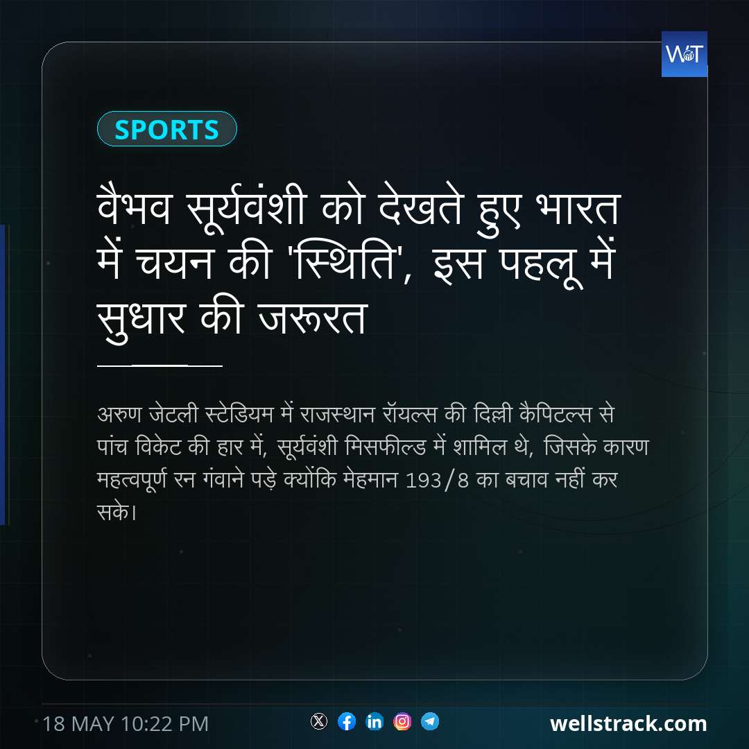 वैभव सूर्यवंशी को देखते हुए भारत में चयन की 'स्थिति', इस पहलू में सुधार की जरूरत — WellsTrack