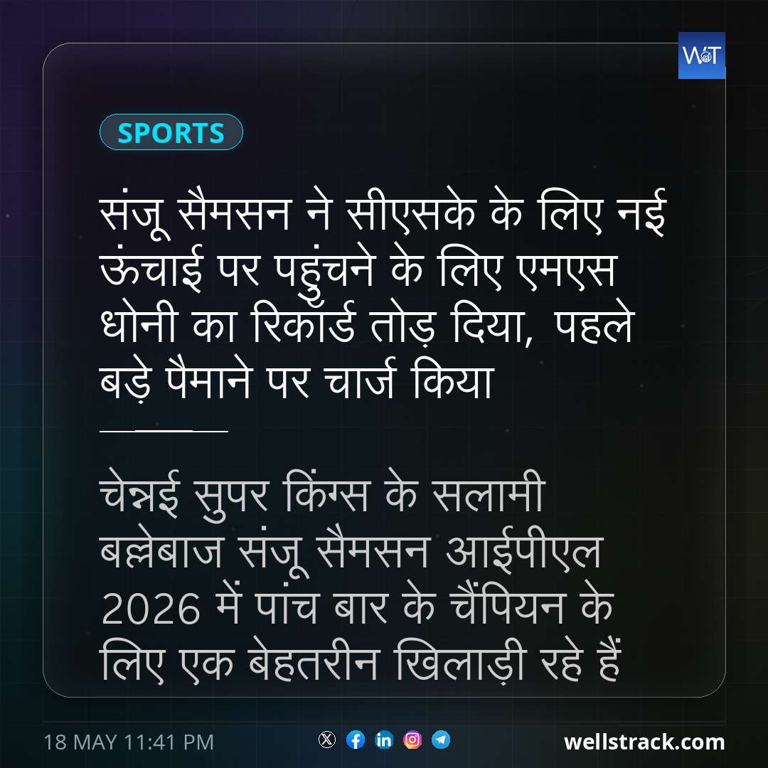 संजू सैमसन ने सीएसके के लिए नई ऊंचाई पर पहुंचने के लिए एमएस धोनी का रिकॉर्ड तोड़ दिया, पहले बड़े पैमाने पर चार्ज किया — WellsTrack