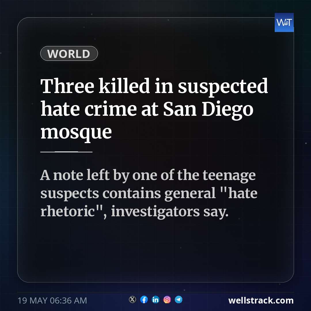 Three killed in suspected hate crime at San Diego mosque — WellsTrack