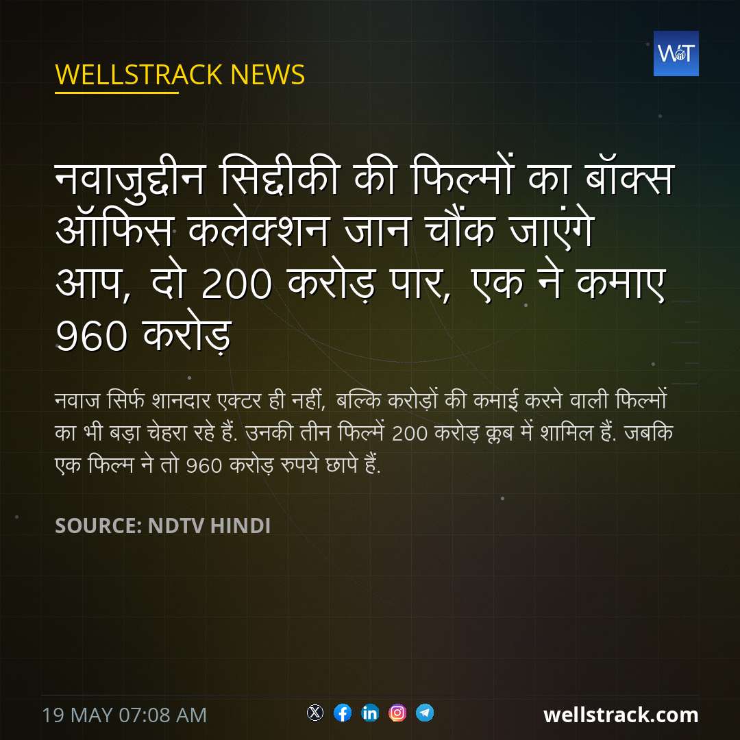 नवाजुद्दीन सिद्दीकी की फिल्मों का बॉक्स ऑफिस कलेक्शन जान चौंक जाएंगे आप, दो 200 करोड़ पार, एक ने कमाए 960 करोड़ — WellsTrack