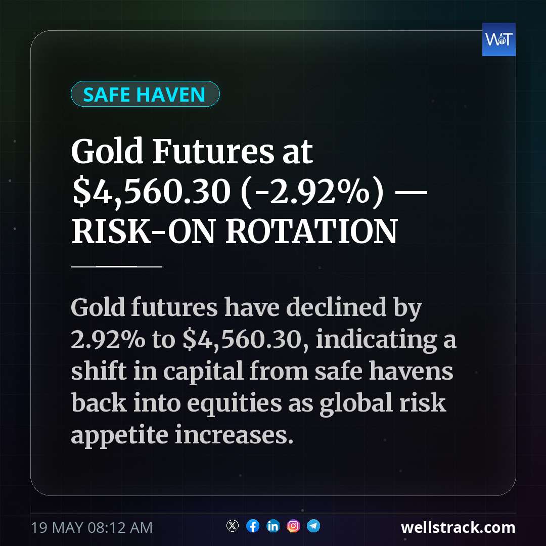 Gold Futures at $4,560.30 (-2.92%) — RISK-ON ROTATION — WellsTrack