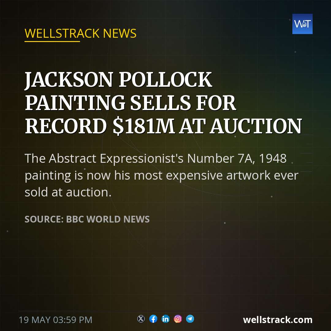 Jackson Pollock painting sells for record $181m at auction — WellsTrack