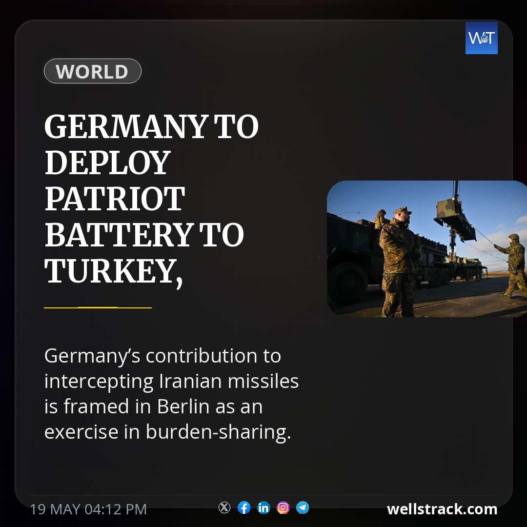 Germany to deploy Patriot battery to Turkey, relieving US forces on NATO’s southeastern flank — WellsTrack
