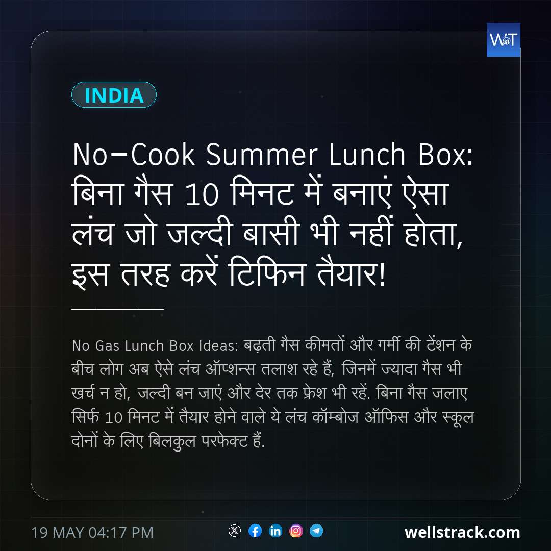 No-Cook Summer Lunch Box: बिना गैस 10 मिनट में बनाएं ऐसा लंच जो जल्दी बासी भी नहीं होता, इस तरह करें टिफिन तैयार! — WellsTrack