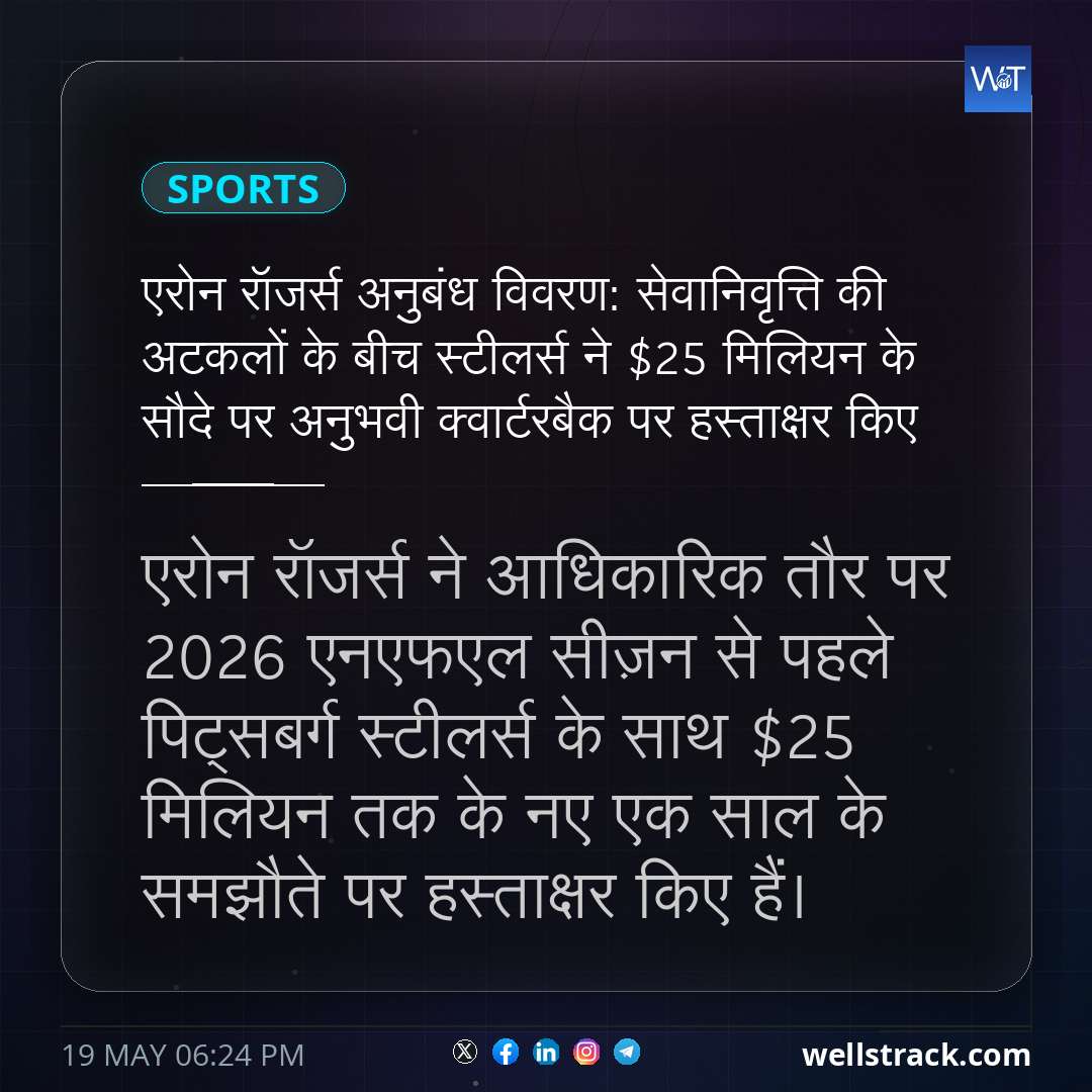 एरोन रॉजर्स अनुबंध विवरण: सेवानिवृत्ति की अटकलों के बीच स्टीलर्स ने $25 मिलियन के सौदे पर अनुभवी क्वार्टरबैक पर हस्ताक्षर किए — WellsTrack
