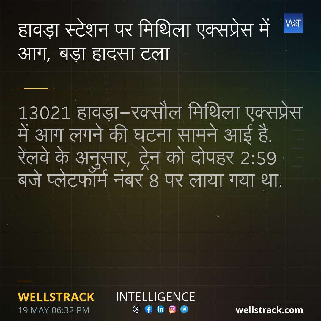 हावड़ा स्टेशन पर मिथिला एक्सप्रेस में आग, बड़ा हादसा टला — WellsTrack